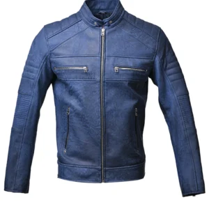 Men’s Elite Café Racer Motorcycle Blue Jacket