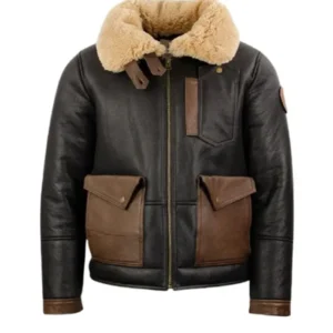 Men’s F-35 Aviator Chocolate Sheepskin Jacket