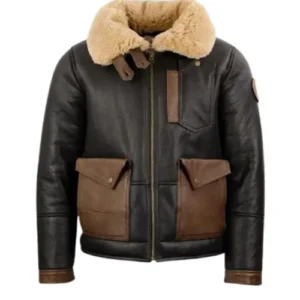Men’s F-35 Aviator Chocolate Sheepskin Jacket