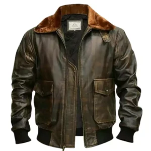 Mens G-1 Flight Distressed Brown Aviator Jacket