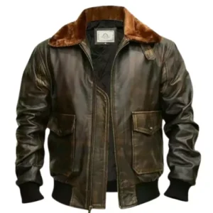 Mens G-1 Flight Distressed Brown Aviator Jacket