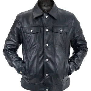 Mens Genuine Leather Trucker Jacket