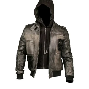 Mens Grey Leather Jacket