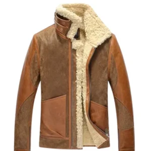 Mens Leather Bomber Warm Pilot Winter Shearling Jacket