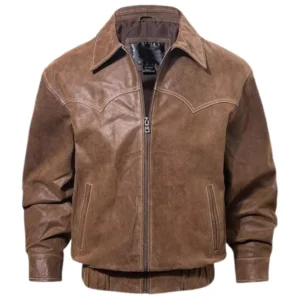 Men’s Real Leather Brown Bomber Jacket