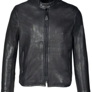 Mens Black Tanned Lambskin Cafe Racer Leather Jacket