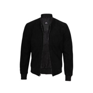 Men’s Premium Suede Black Bomber Jacket