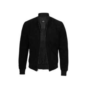 Men’s Premium Suede Black Bomber Jacket