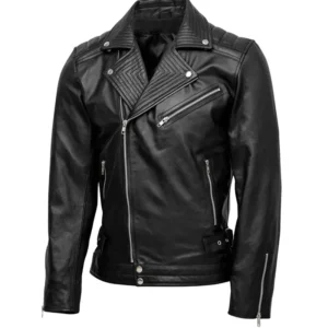 Mens Quilted Biker Leather Jacket