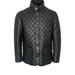 Men’s Quilted Black Cafe Racer Jacket