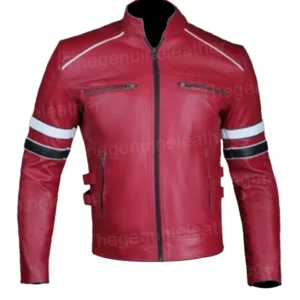 Mens Red Cafe Racer Jacket
