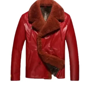Mens Shearling Red Leather Jacket