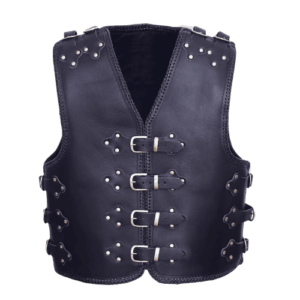 Mens Stylish with Adjustable Buckles Leather Vest