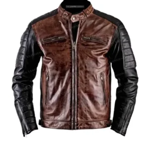 Mens Vintage Cafe Racer Leather Jacket