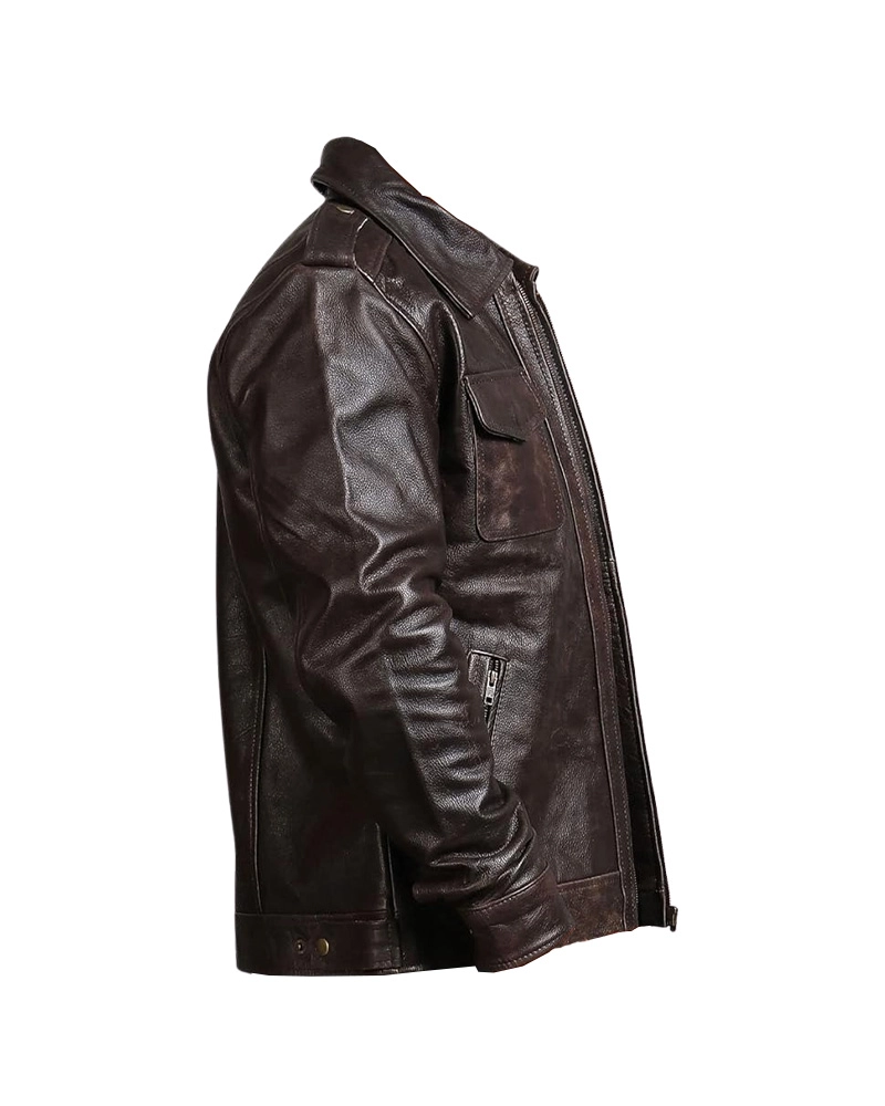 Men Vintage Dark Brown Jacket - Image 3