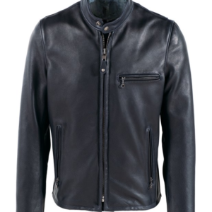 Mens Waxed Natural Cowhide Cafe Leather Jacket