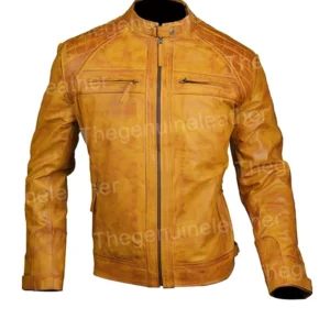 Mens Waxed Shoulder Brown Leather Jacket