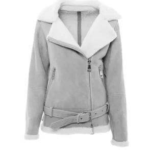 Women’s Grey Suede Shearling Jacket