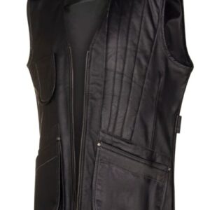 Black Quilted Leather Vest for Men