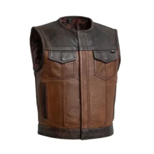 Mens Dark Brown Motorcycle Leather Vest